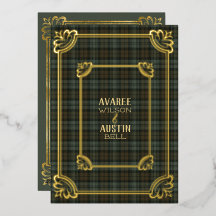 Black Watch Wetter Tartan Gold Foil Einladung
