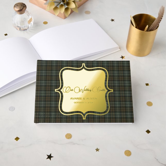 Black Watch Wetthered Original Scottish Tartan Gästebuch (Vorderseite Offen)