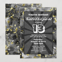 Black Watercolor Art Tee Jungen Geburtstagsparty I