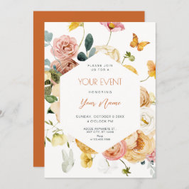 Black Watercolor Blumen elegant Einladung