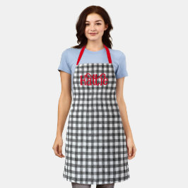 Black Watercolor Gingham Personalisierte Schürze