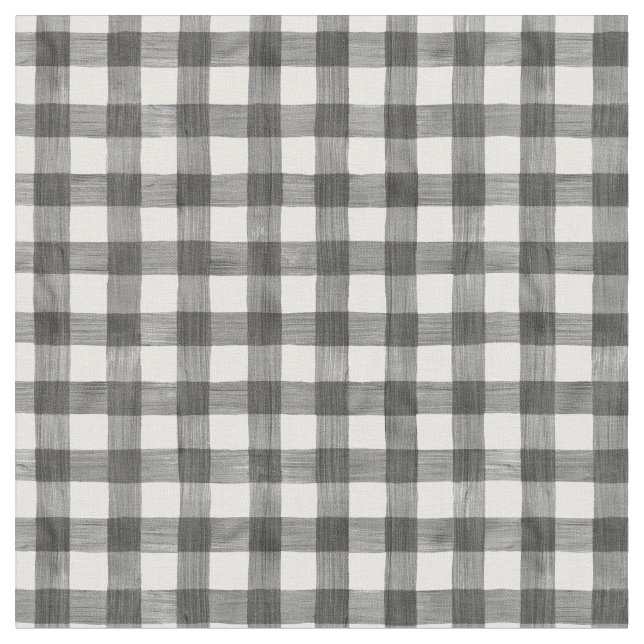Black Watercolor Gingham Stoff (Nahaufnahme)