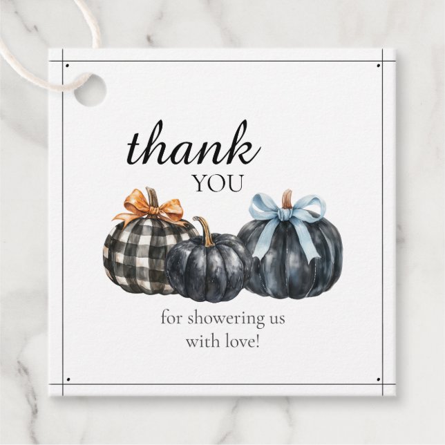 Black Watercolor Pumpkins Baby Dusche Danke Geschenkanhänger (Vorderseite)