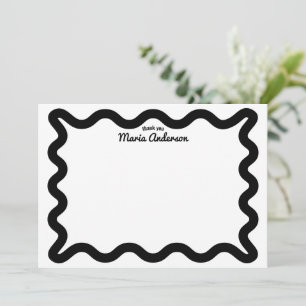 Black Wavy Border Personalisiert Danke Mitteilungskarte