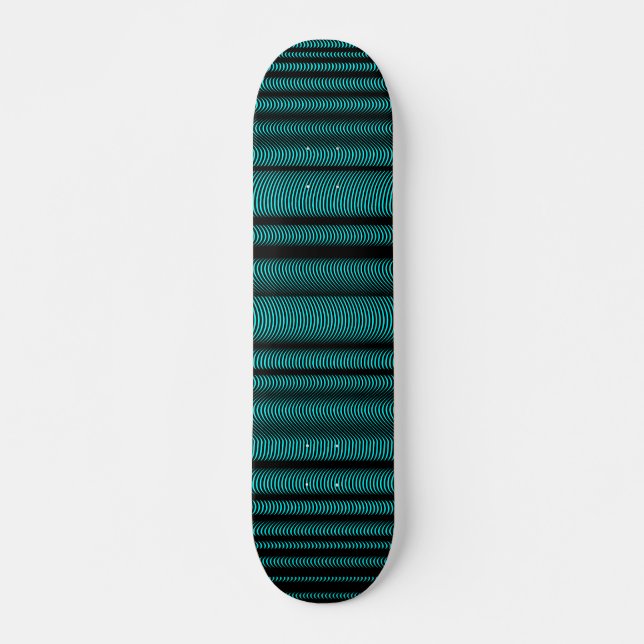 Black Wavy Lines - auf Cyan Skateboard (Vorne)