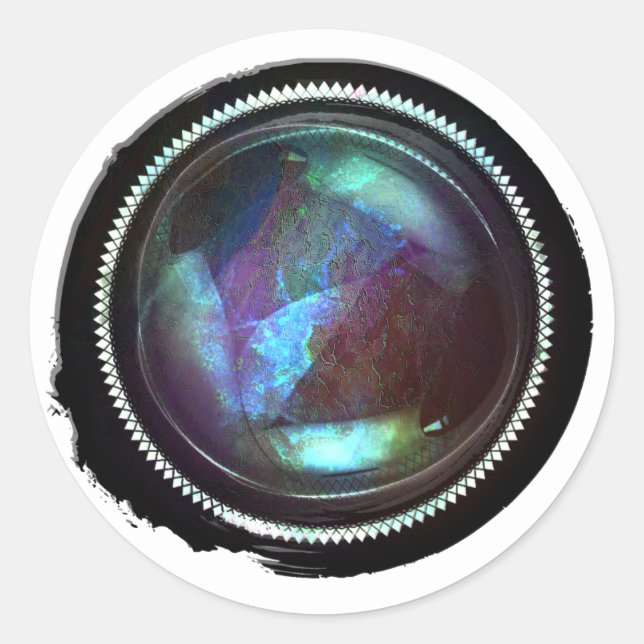 Black Wax Mystic Topaz Opal Wappen Siegel Runder Aufkleber (Vorderseite)