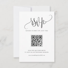 Black We Do moderne Kalligrafie Hochzeit QR-Code RSVP Karte