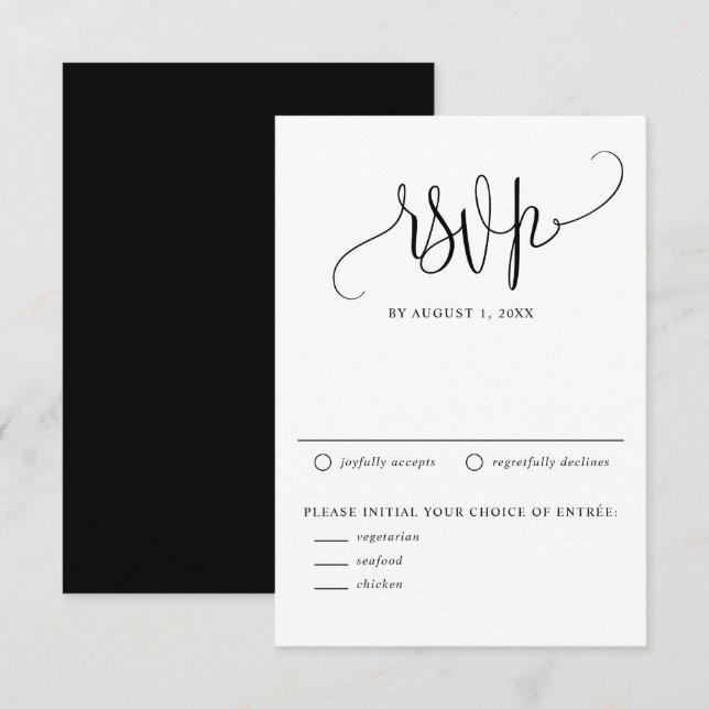 Black We Do moderne kalligraphische Hochzeit RSVP Karte (Vorne/Hinten)
