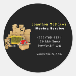 Black We Moving Boxes Packing Company Service Runder Aufkleber