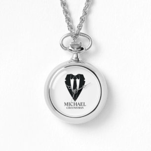 Black Wedding Anzug und Krawatte Personalisierte T Armbanduhr