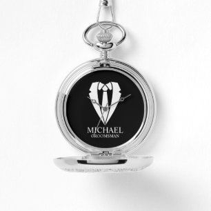 Black Wedding Anzug und Krawatte Personalisierte T Armbanduhr