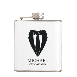 Black Wedding Anzug und Krawatte Personalisierte T Flachmann