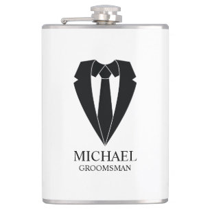 Black Wedding Anzug und Krawatte Personalisierte T Flachmann