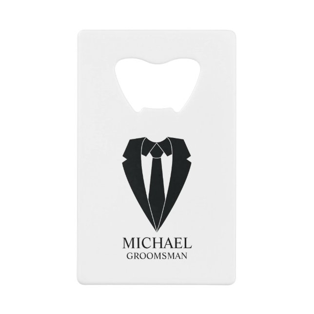 Black Wedding Anzug und Krawatte Personalisierte T Geldbeutel Flaschenöffner (Vorderseite)