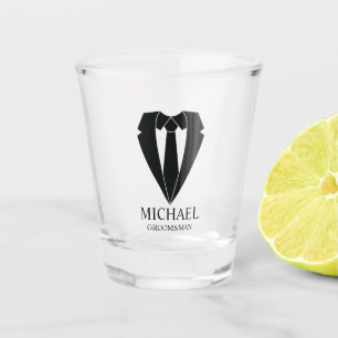 Black Wedding Anzug und Krawatte Personalisierte T Schnapsglas