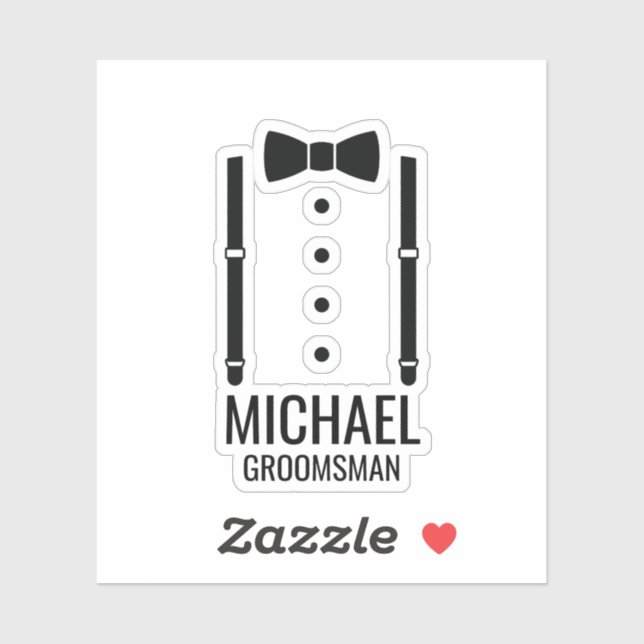Black Wedding Bow Krawatte Personalisierte Trauzeu Aufkleber (Blatt)