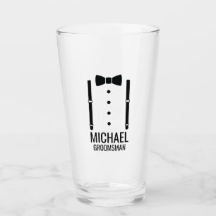 Black Wedding Bow Krawatte Personalisierte Trauzeu Glas