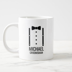 Black Wedding Bow Krawatte Personalisierte Trauzeu Jumbo-Tasse