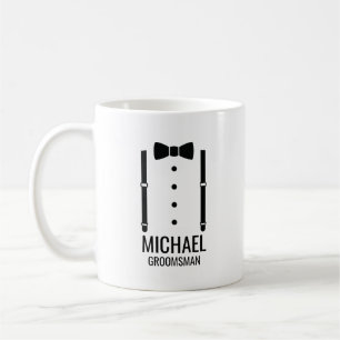 Black Wedding Bow Krawatte Personalisierte Trauzeu Kaffeetasse