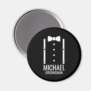 Black Wedding Bow Krawatte Personalisierte Trauzeu Magnet