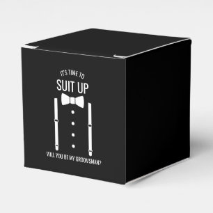 Black Wedding Bow Krawatte Trauzeuge Vorschlag Geschenkschachtel