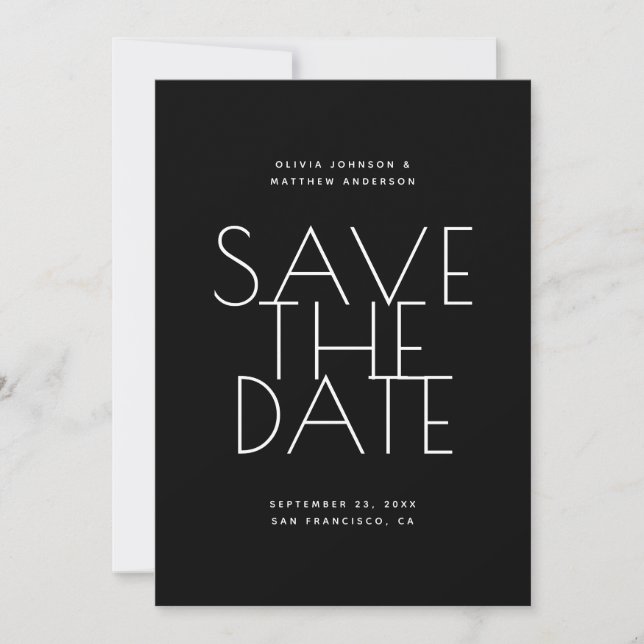 Black Wedding | Clean Typography Photo & QR Code Save The Date (Vorderseite)