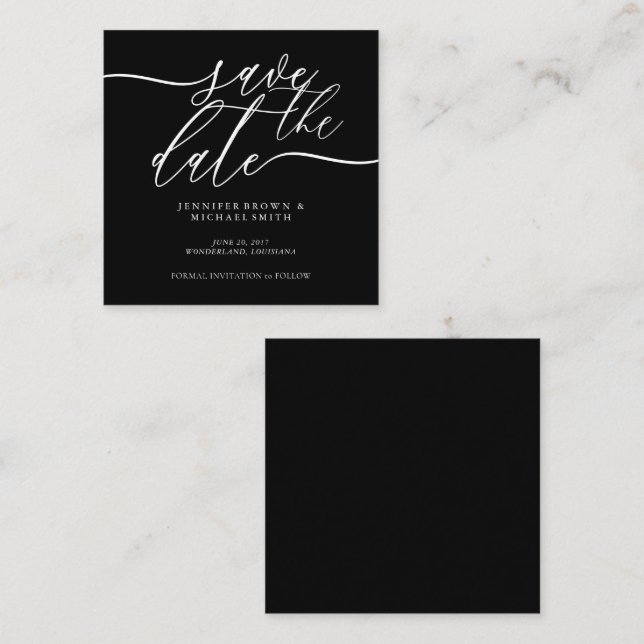 Black Wedding Custom Foto Mini Save the Date Begleitkarte (Vorne/Hinten)