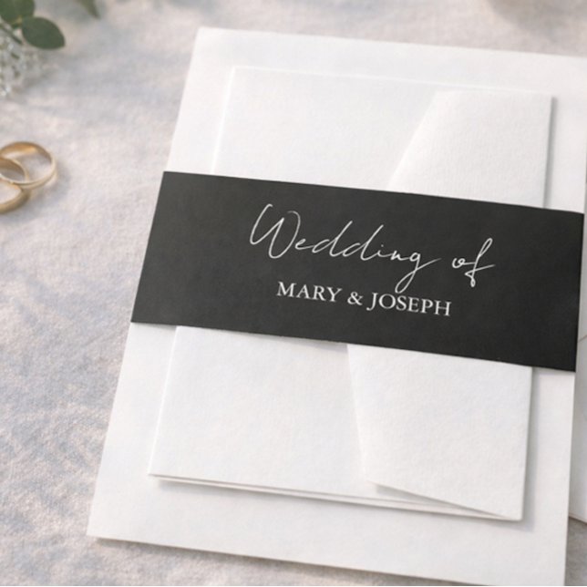 Black Wedding Einladung Bauch Band White Text (Von Creator hochgeladen)