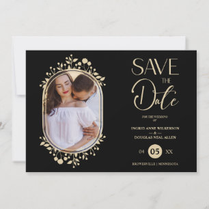 Black Wedding Extravagant Ornament Frame Blume Fot Save The Date
