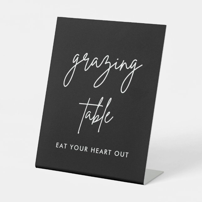 Black Wedding Food Grazing Table Sign Sockelschild (Vorderseite)