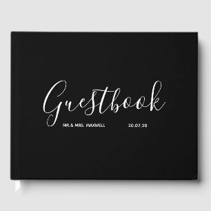 Black Wedding Guestbook Einfache Minimal Elegant Gästebuch