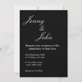 Black Wedding Invitation with White Text | Elegant Einladung