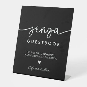 Black Wedding Jenga Guest Book Sign Sockelschild