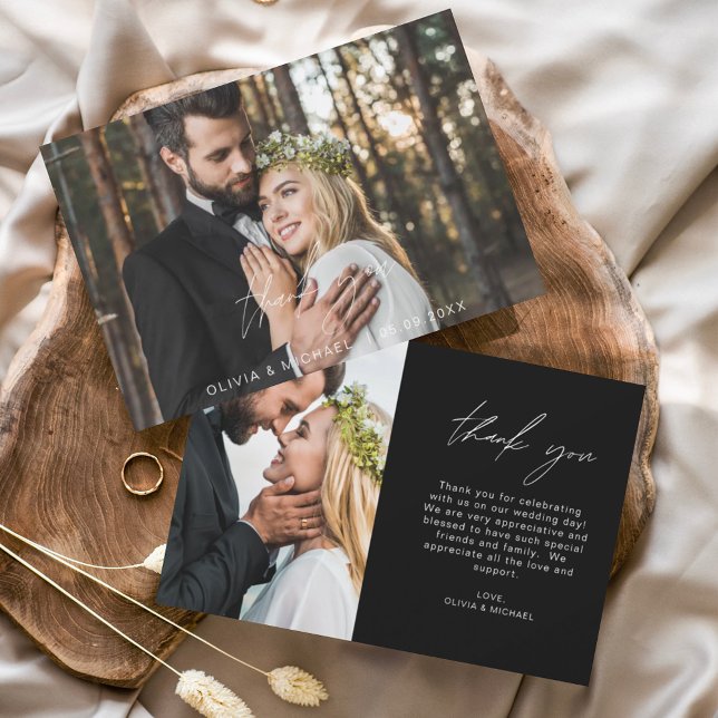 Black Wedding Modern Minimalistisch Danke (Von Creator hochgeladen)