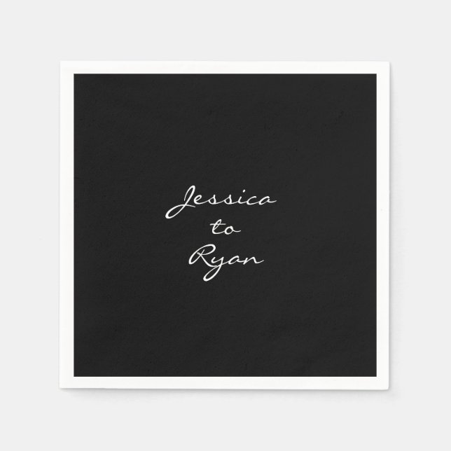 Black Wedding "Name to Name" Cocktail Serviette (Vorderseite)