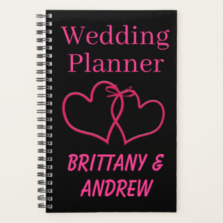 Black Wedding Planner Hot Pink Joined Hearts Planer
