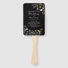 Black Wedding Program Hand Fan Fächer