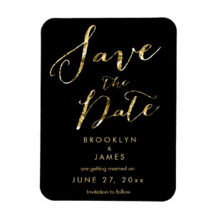 Black Wedding Save the Date Magnets Elegant Magnet