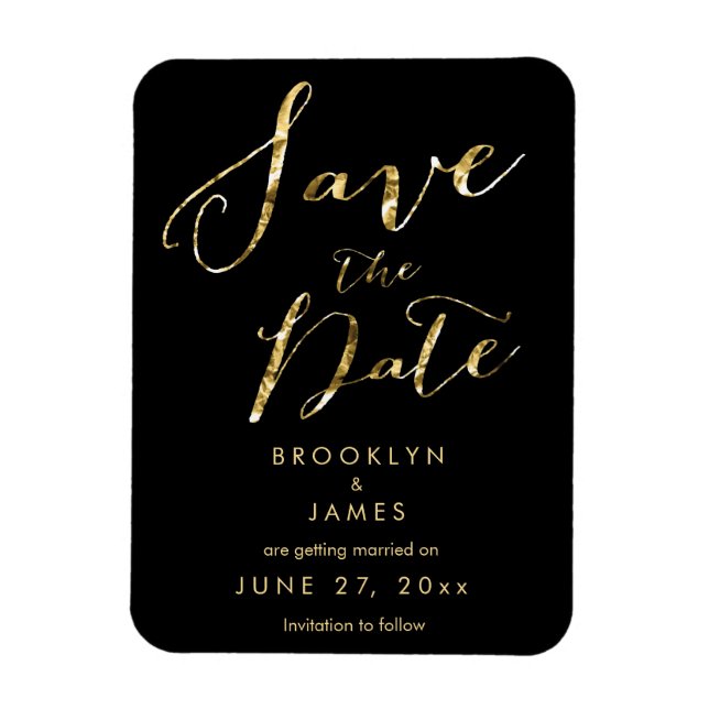 Black Wedding Save the Date Magnets Elegant Magnet (Vertikal)