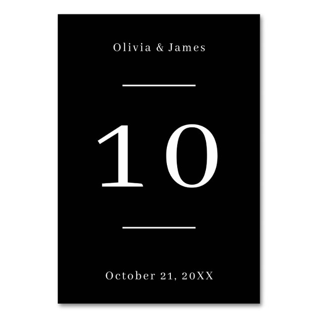 Black Wedding Tischnummer (Vorderseite)