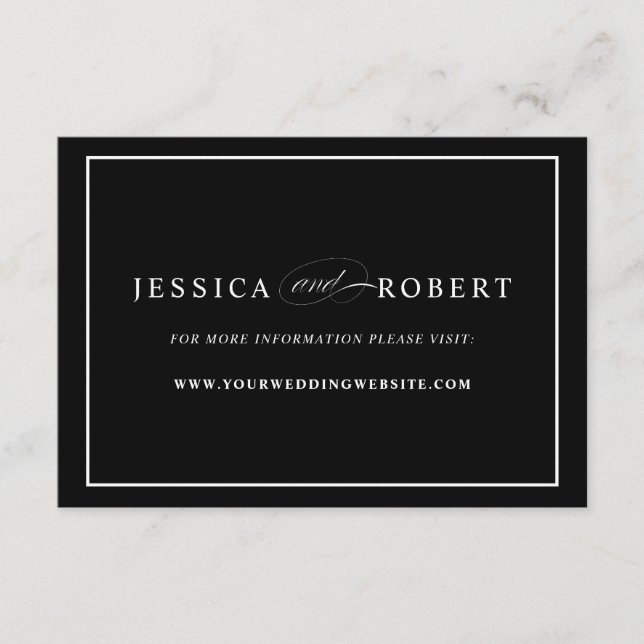 Black Wedding Website Insert Card (Vorderseite)