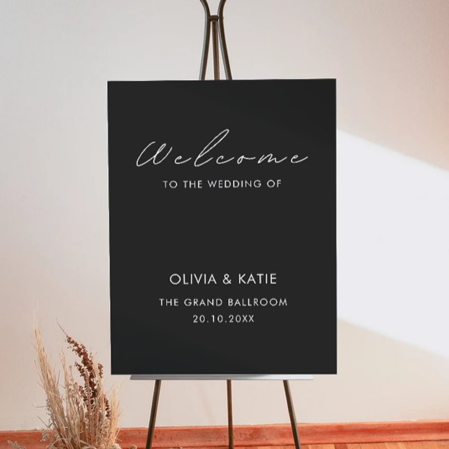 Black Wedding Welcome Sign Poster (Black Wedding Welcome Sign)