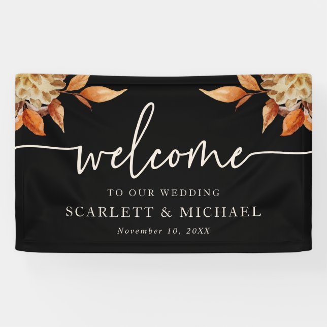 Black Welcome Wedding Banner (Horizontal)