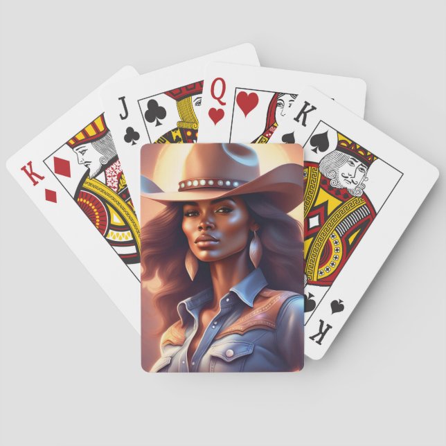 Black Western Cowgirl Denim Spielkarten (Rückseite)