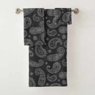 Black Western Paisley  Badhandtuch Set