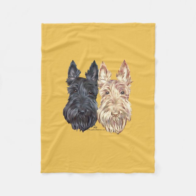Black & Wheaten Scottish Terriers Fleecedecke (Vorderseite)