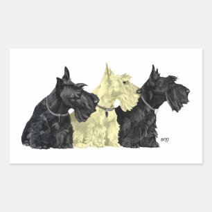 Black & Wheaten Scottish Terriers Rechteckiger Aufkleber