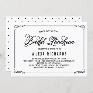 Black Whimsical Borders Bridal Luncheon Einladung