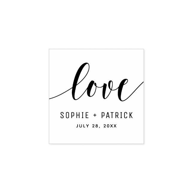 Black Whimsical Liebe Script Custom Wedding Gummistempel (Prägung)