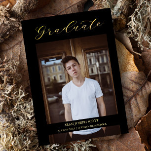 Black Whimsical Modern Calligraphy Foto Graduate